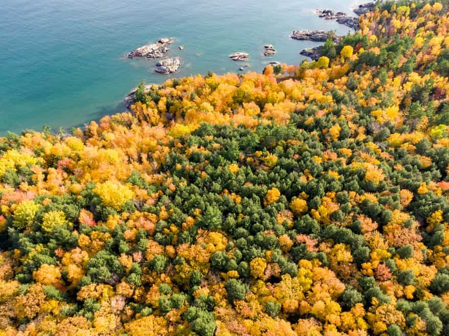 Michigan fall Colors in Marquette drone