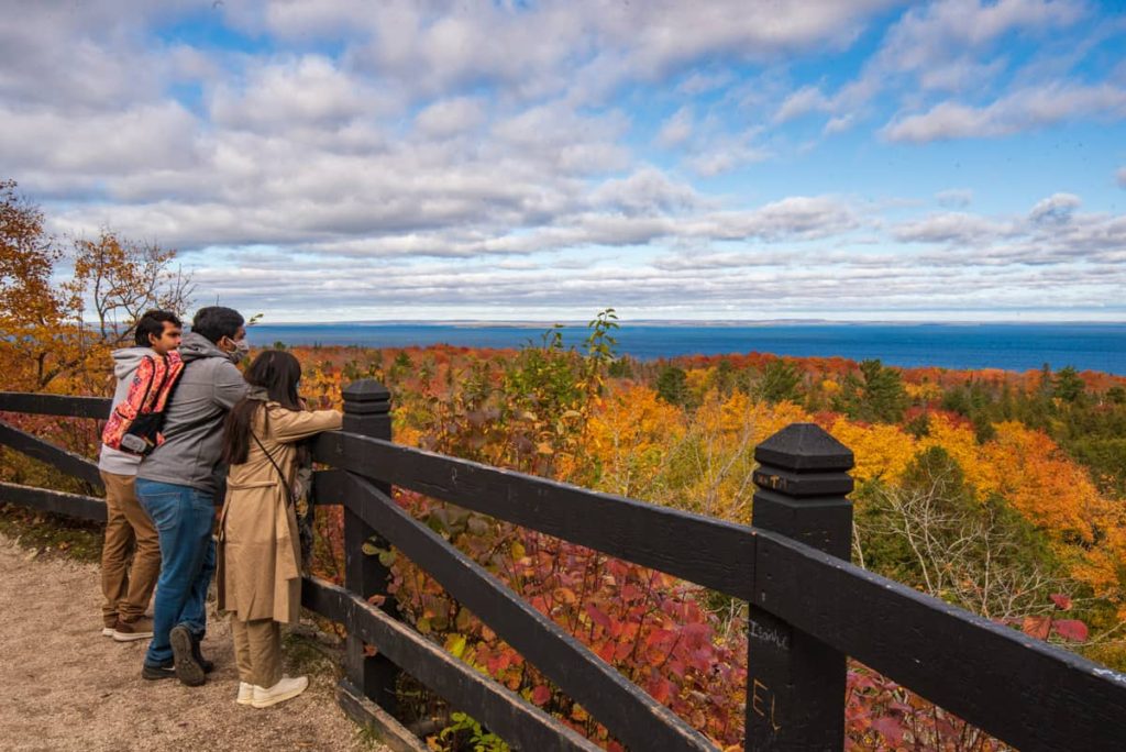 Mackinac island fall colors from point lookout