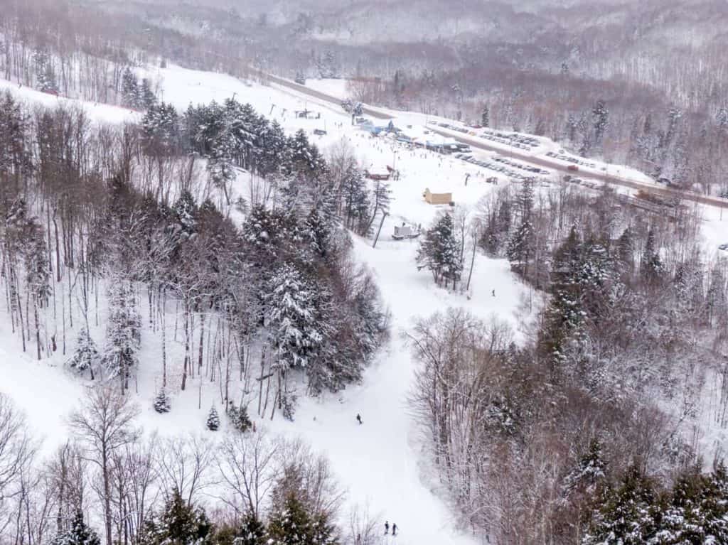 marquette mountain ski resort drone shot