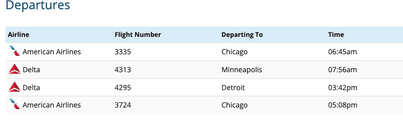 sawyer int mqt mi flight departure times 2025
