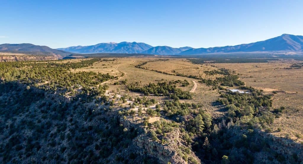 drone photography in northern new mexico of taos mountains