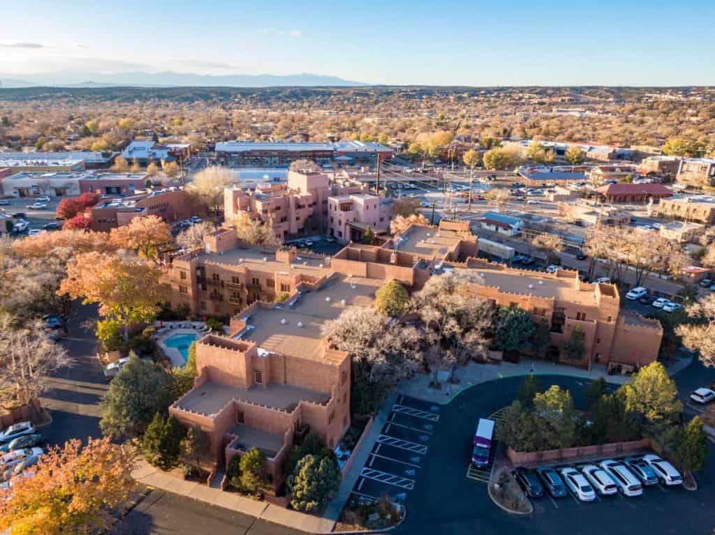 real estate drone photography in santa fe of hotel