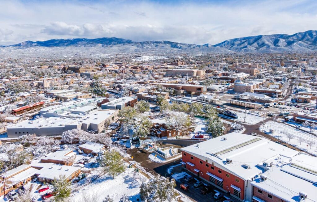 santa fe winter drone photography